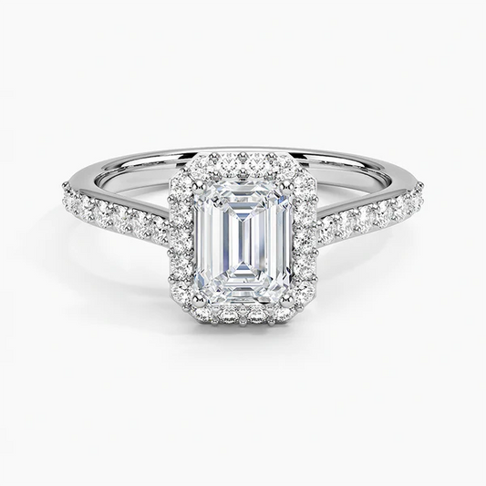 Emerald Cut Halo Ring