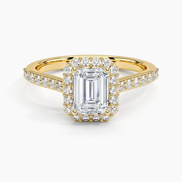 Emerald Cut Halo Ring