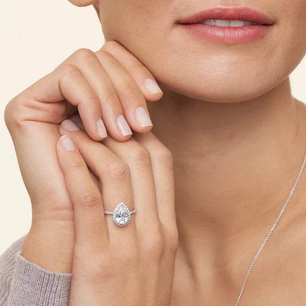 Halo Pear Shaped Diamond Ring