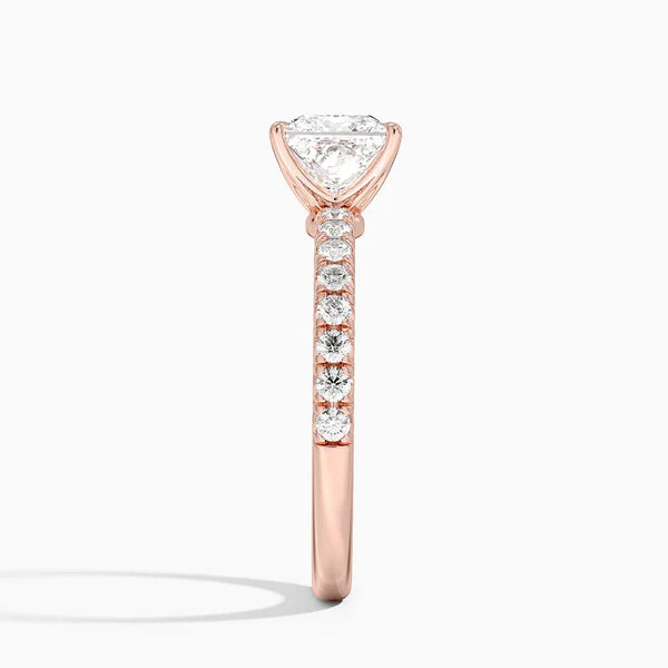 Princess Cut Solitaire on Half Eternity Band