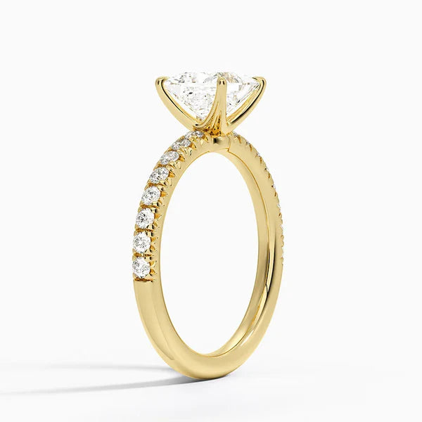 Princess Cut Solitaire on Half Eternity Band