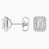 Emerald Cut Halo Earrings
