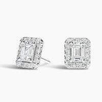 Emerald Cut Halo Earrings