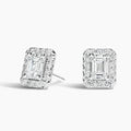 Emerald Cut Halo Earrings