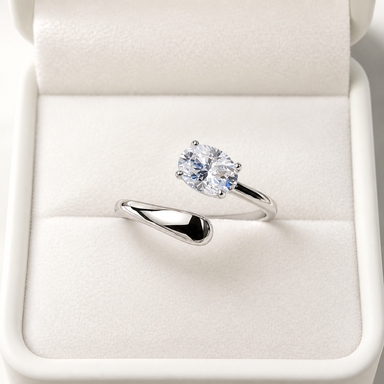 Oval Cut Moissanite Bypass Ring