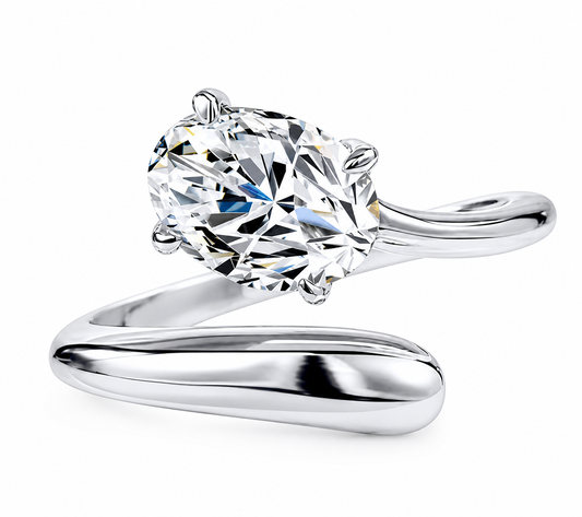 Oval Cut Moissanite Bypass Ring