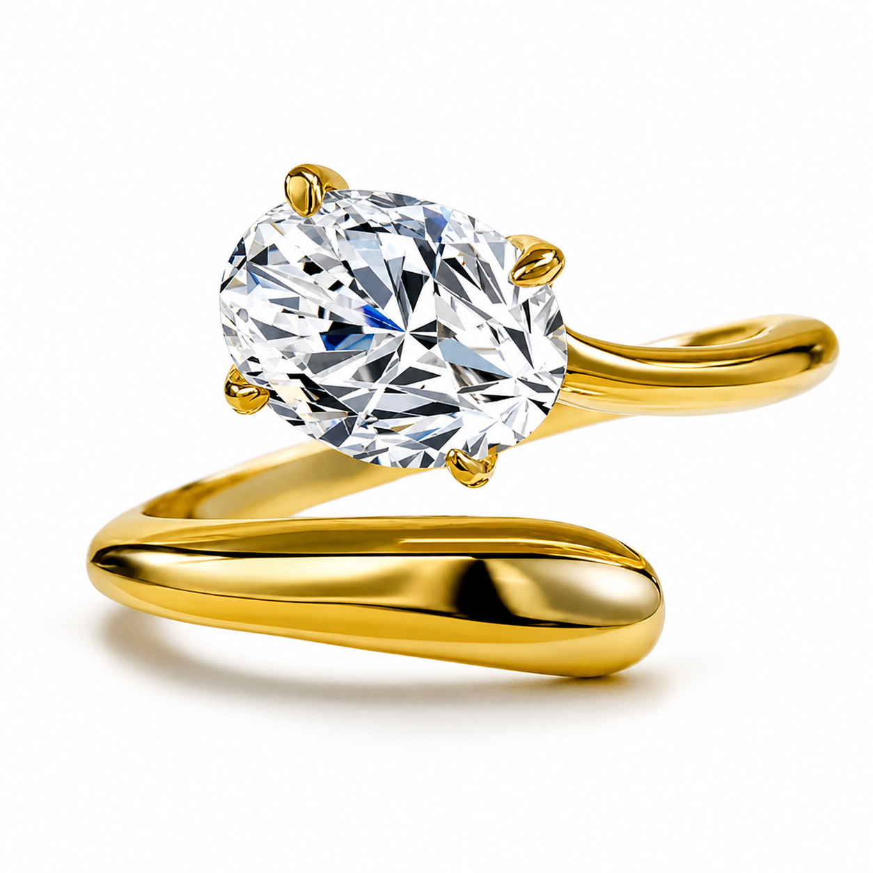 Oval Cut Moissanite Bypass Ring