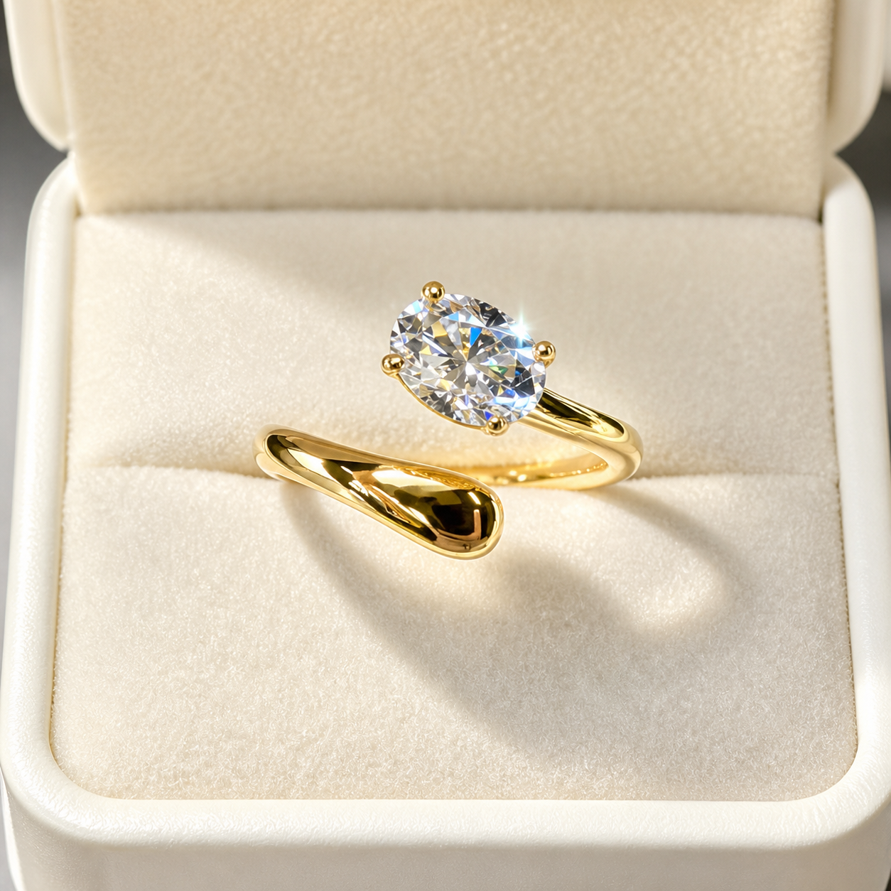 Oval Cut Moissanite Bypass Ring
