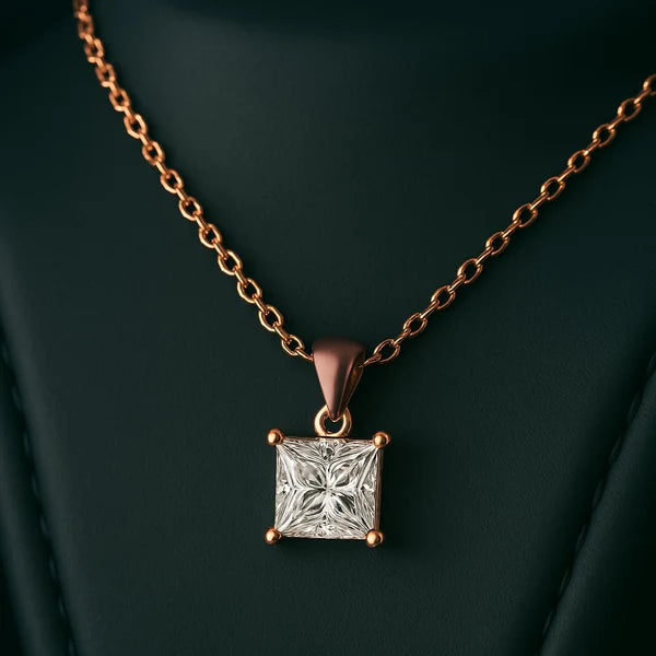 Moissanite Solitaire Princess Necklace