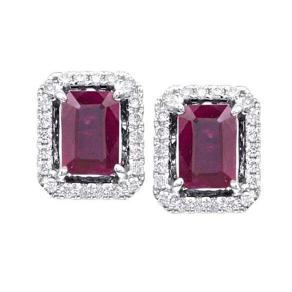Emerald Cut Halo Earrings