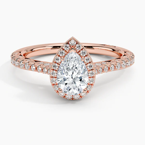 halo pear shaped diamond simulant ring