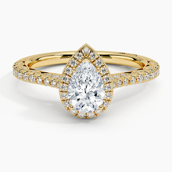halo pear shaped diamond simulant ring