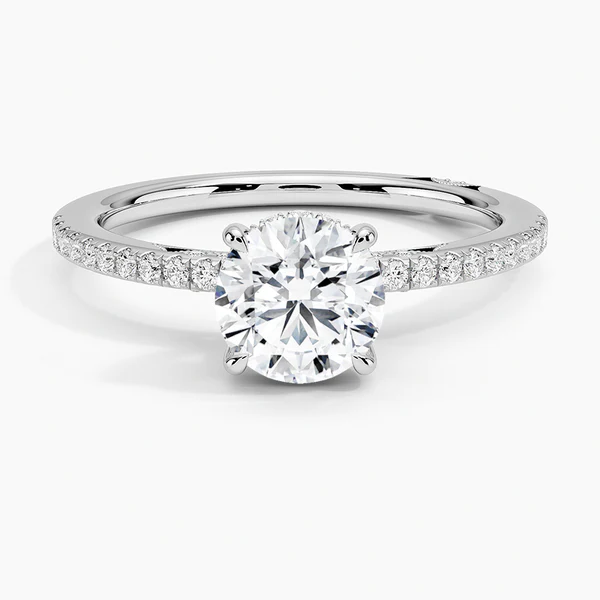 3ct Solitaire Ring on Half Eternity Band
