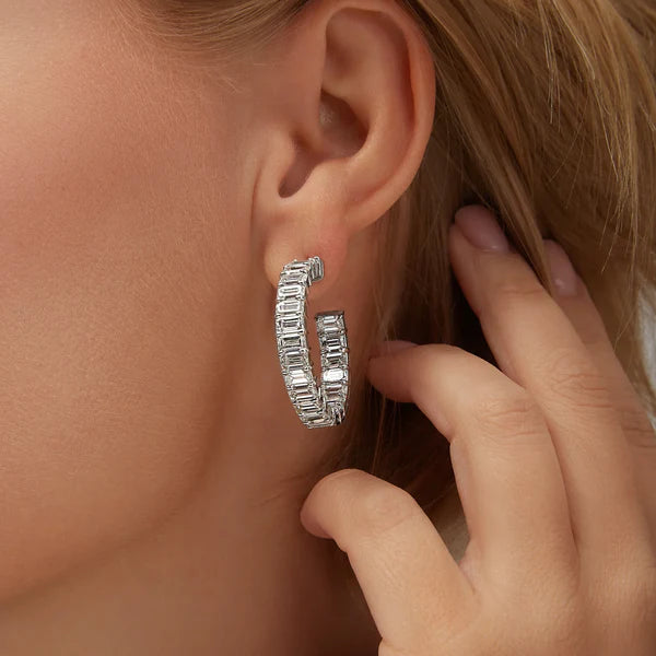 Emerald Cut Hoops