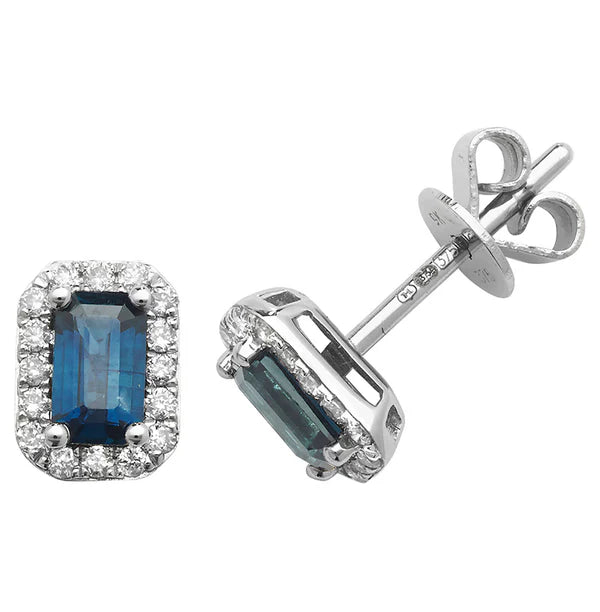 Emerald Cut Halo Earrings