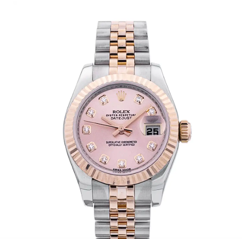 Luxury Two-Tone Watch – Rose Gold & Silver Style