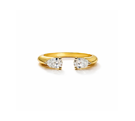 Moissanite Statement Ring – 18K Gold Plated Luxury