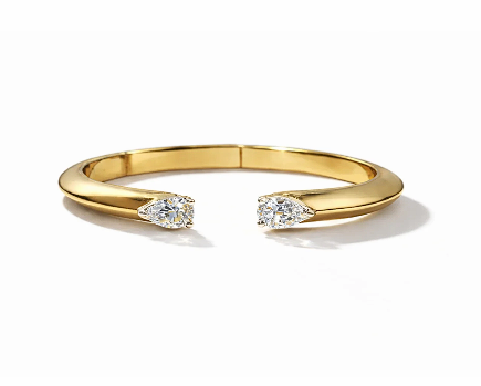 Moissanite Open Bracelet – 18K Gold Plated Luxury