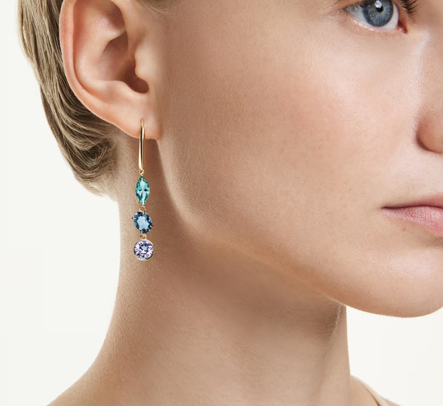 Colorful Moissanite Drop Earrings – 18K Gold Plated