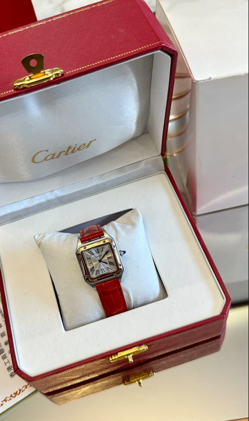 Classic Square Leather Watch – Red Alligator Strap