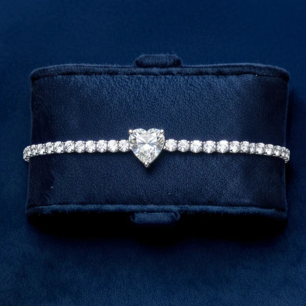 Moissanite Heart Tennis Bracelets