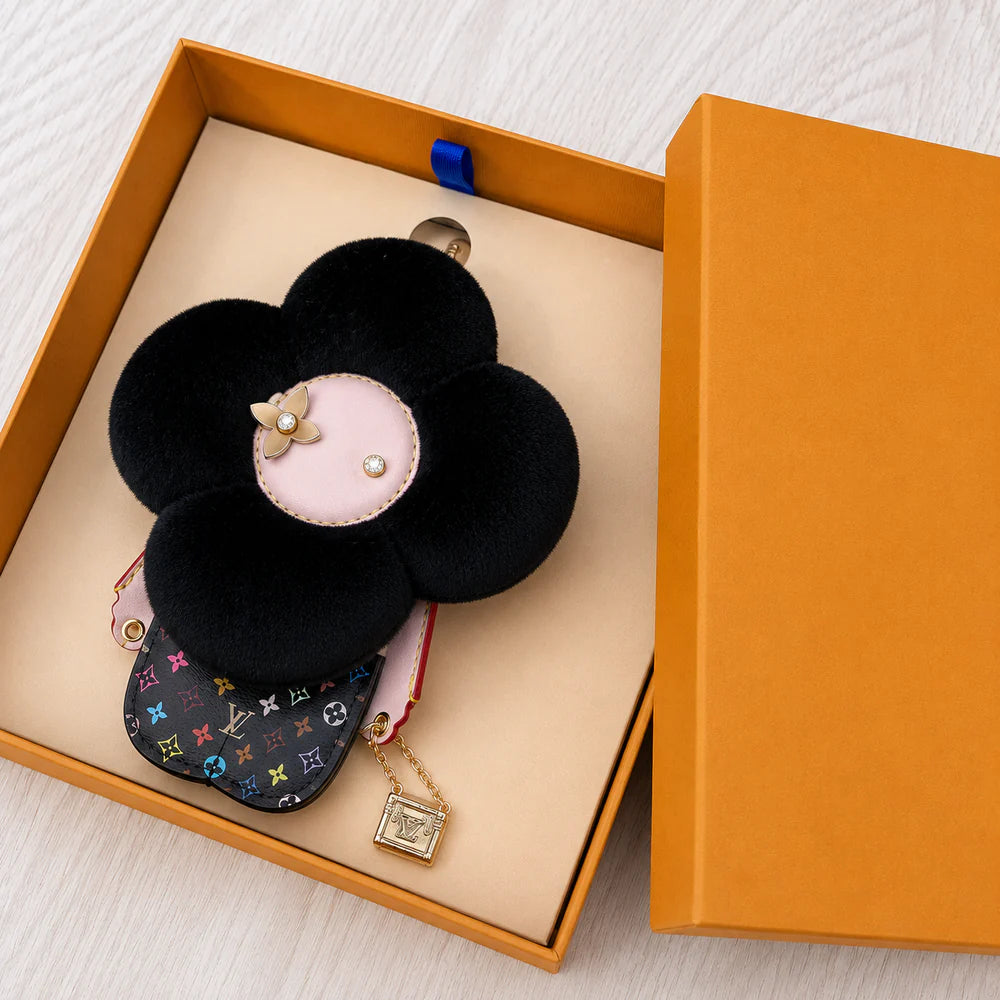 Luxury-Inspired Fashionista Plush Flower Bag Charm