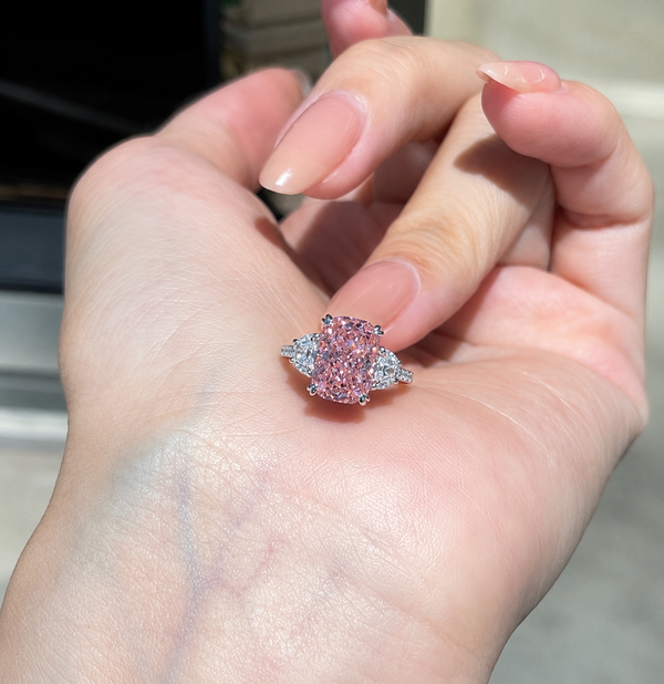 Blush Royale Radiant Pink Three-Stone Ring