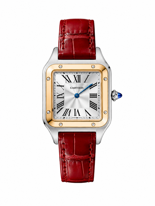 Classic Square Leather Watch – Red Alligator Strap