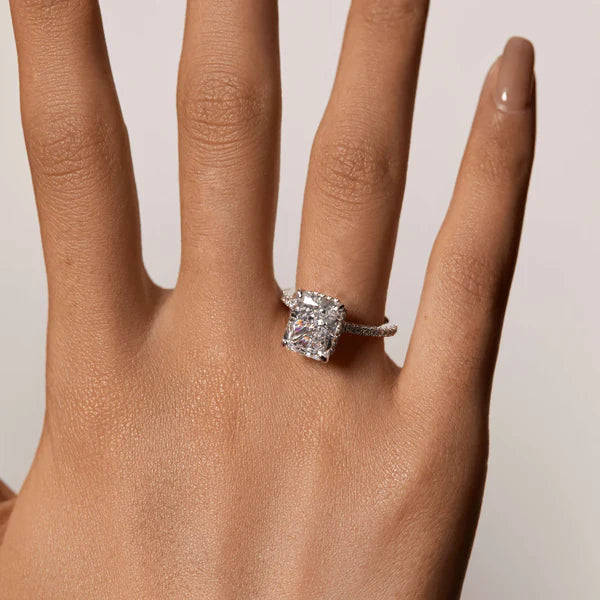 Radiant Cut Solitaire With Half Eternity Band