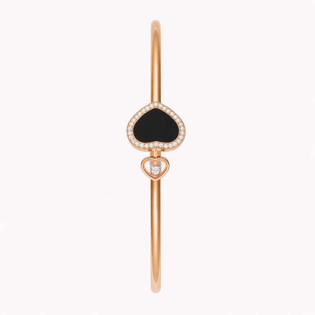Elegant Double Heart Bracelet – Rose Gold Plated | Black Stone Luxury Design