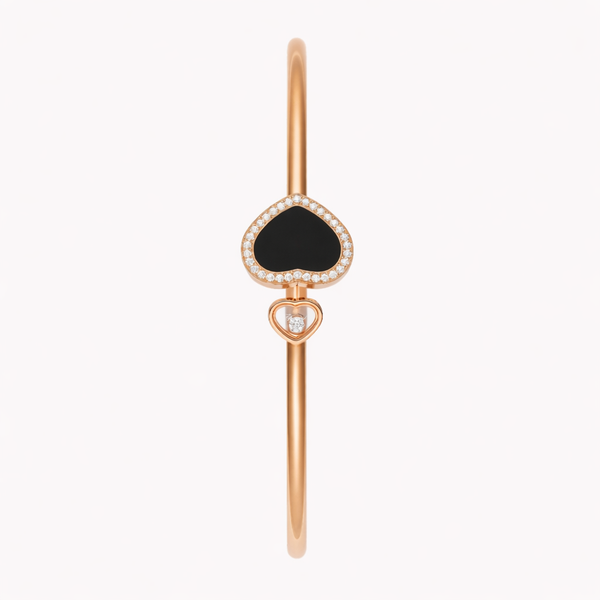 Elegant Double Heart Bracelet – Rose Gold Plated | Black Stone Luxury Design