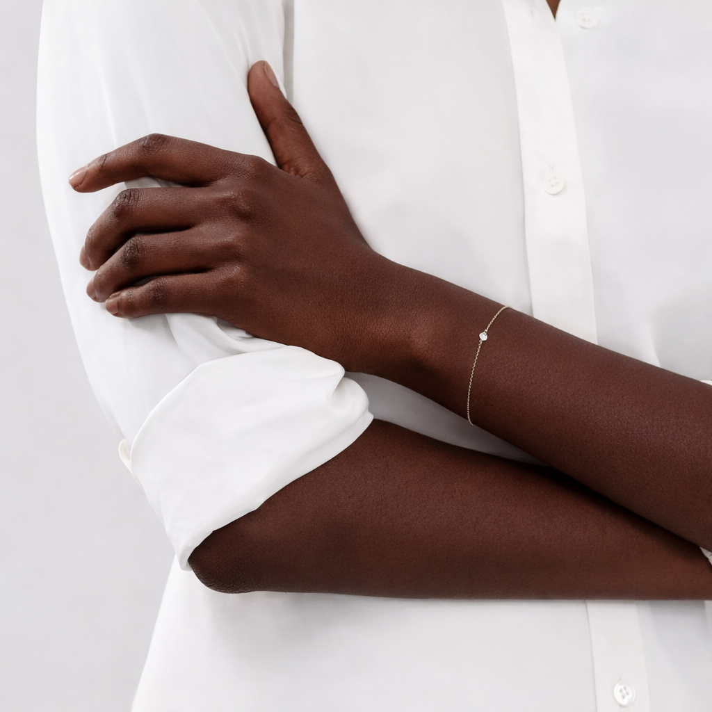 18K Thick Gold Plated Minimal Diamond Bracelet