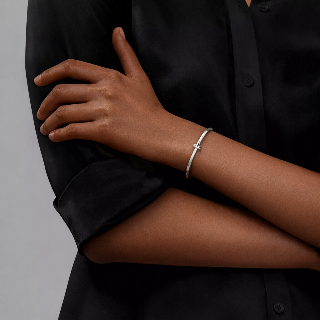 18K Thick Gold Plated Knot Bracelet – Minimalist Luxury Cuff Bracelet for Women
