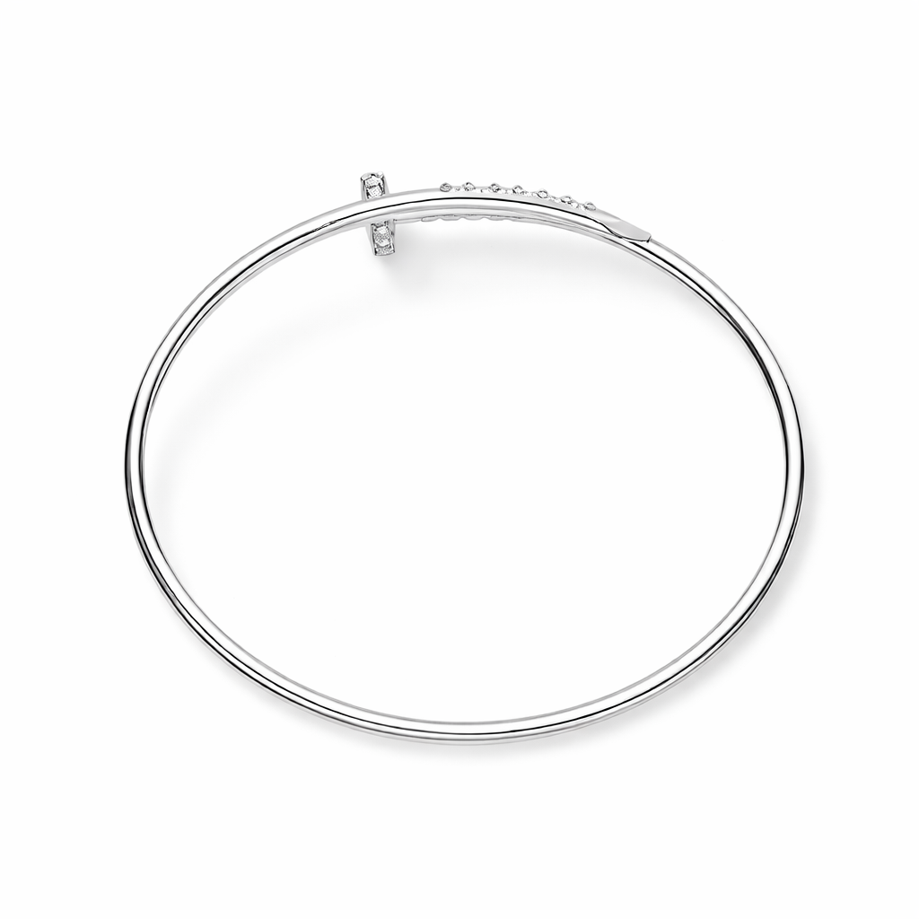 White Gold Nail Bangle Bracelet