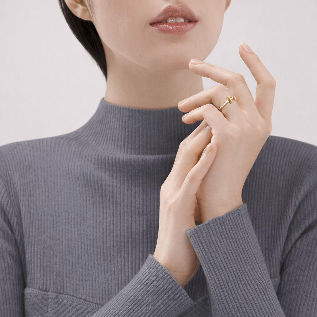 18K Thick Gold Plated Knot Ring – Minimalist Luxury Adjustable Ring