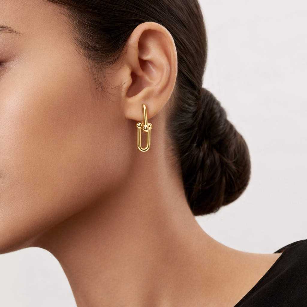 Modern Link Gold Drop Earrings