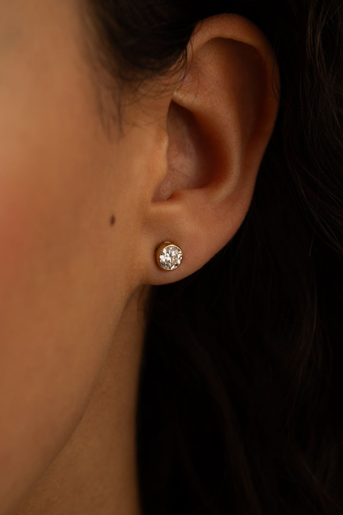Earring Solitaire Stud 6mm Bezel