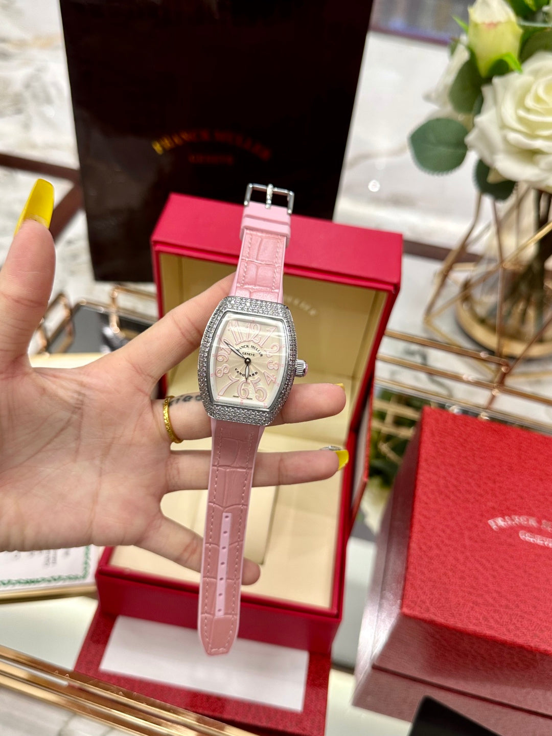 Rosé Monarch Crocodile Leather Watch