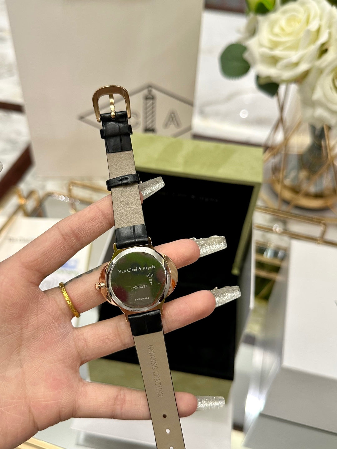 Clover Royale Diamond Leather Watch