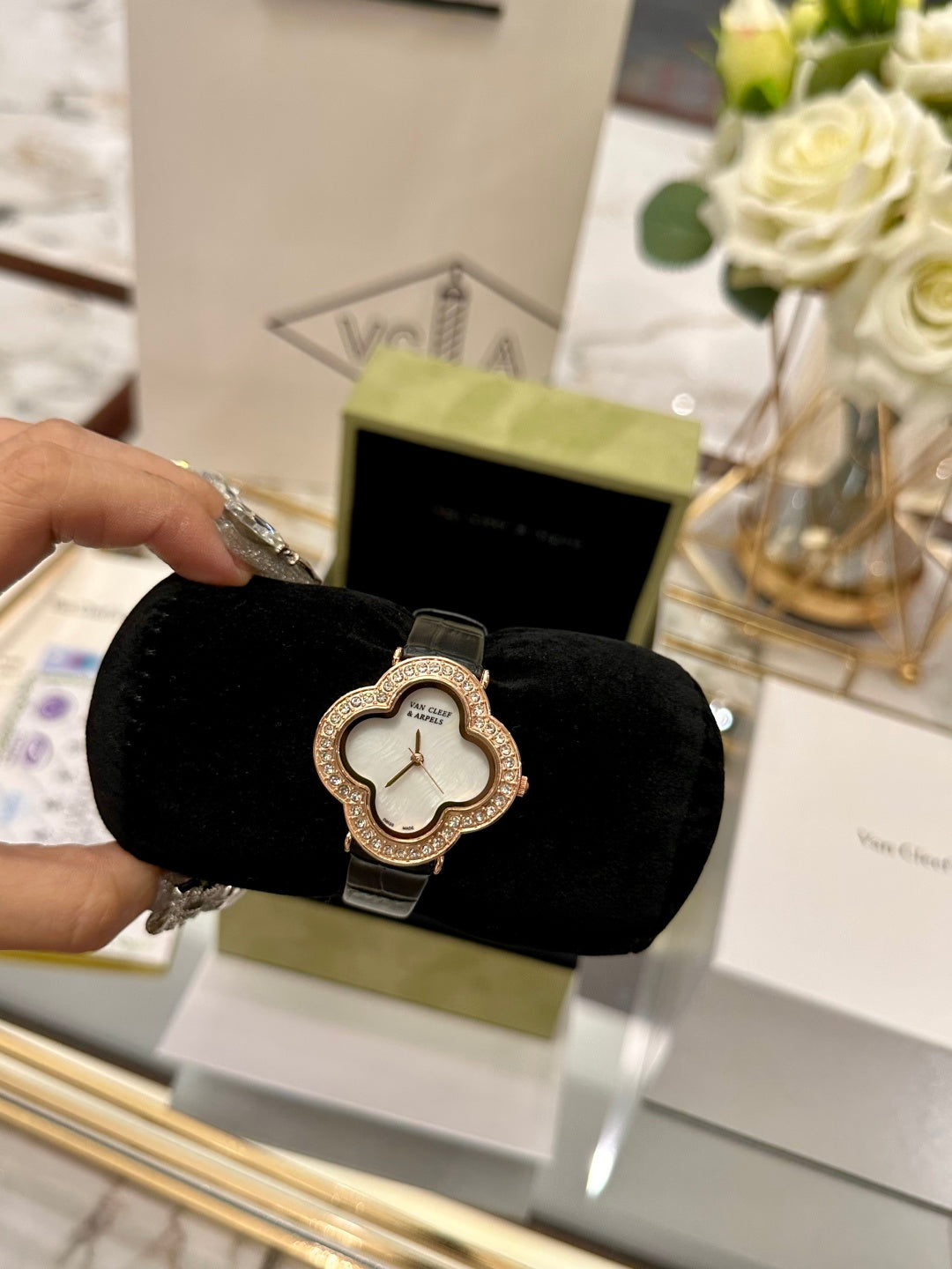 Clover Royale Diamond Leather Watch