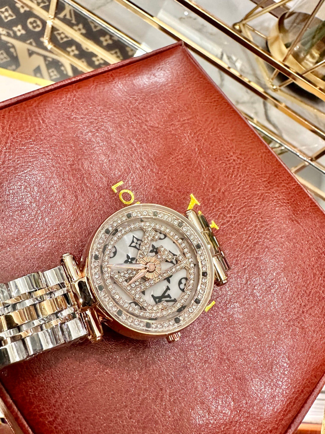 Tambour Monogram Diamond Watch – Rose Gold Two-Tone Bracelet
