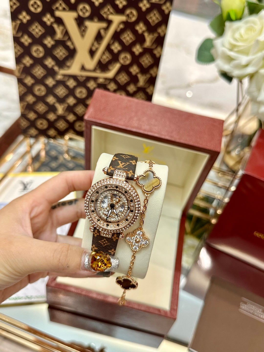 Luxury Monogram Watch & Bracelet Set