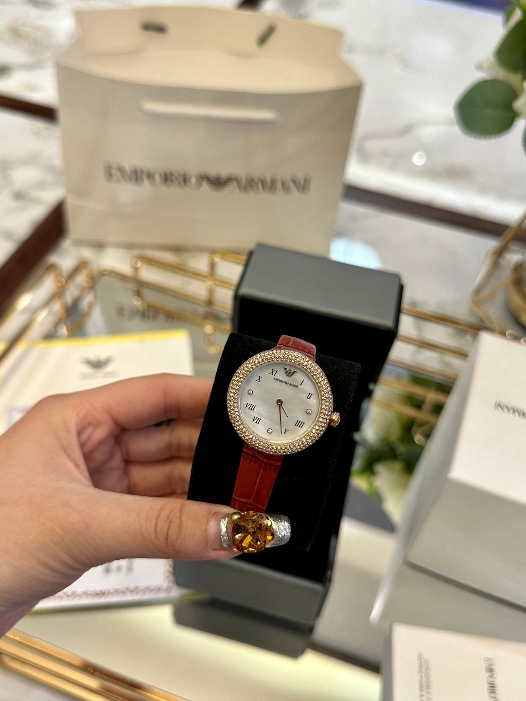 Royal Crystal Red Crocodile Leather Watch