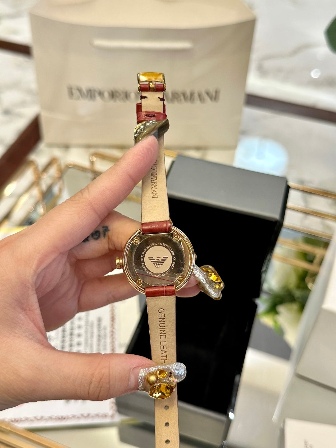 Royal Crystal Red Crocodile Leather Watch