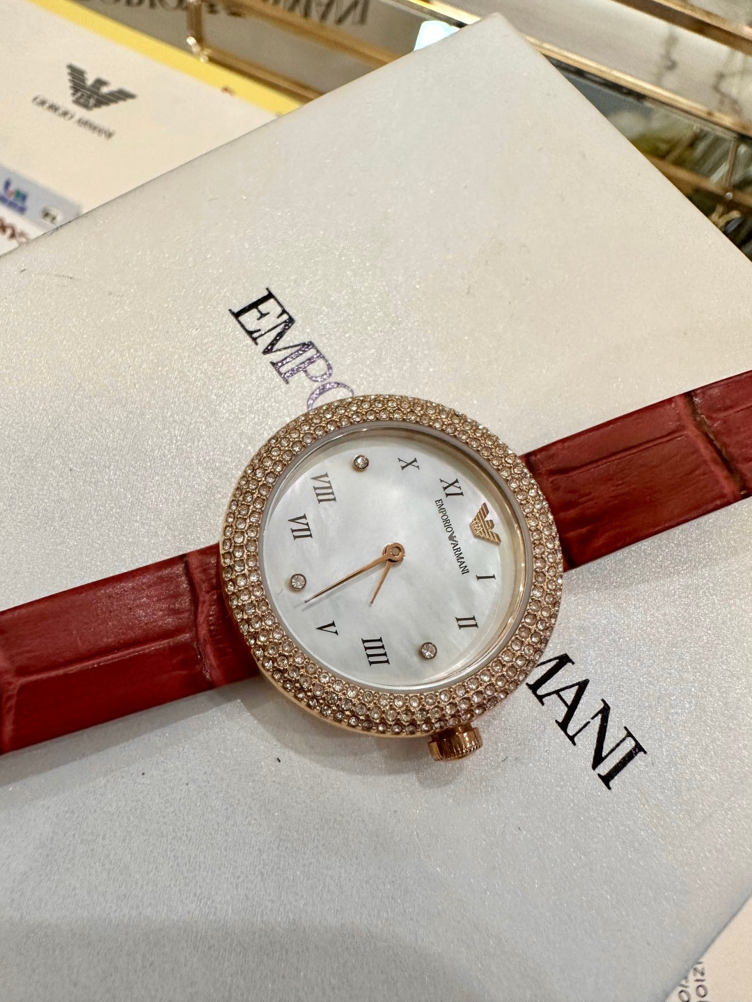 Royal Crystal Red Crocodile Leather Watch