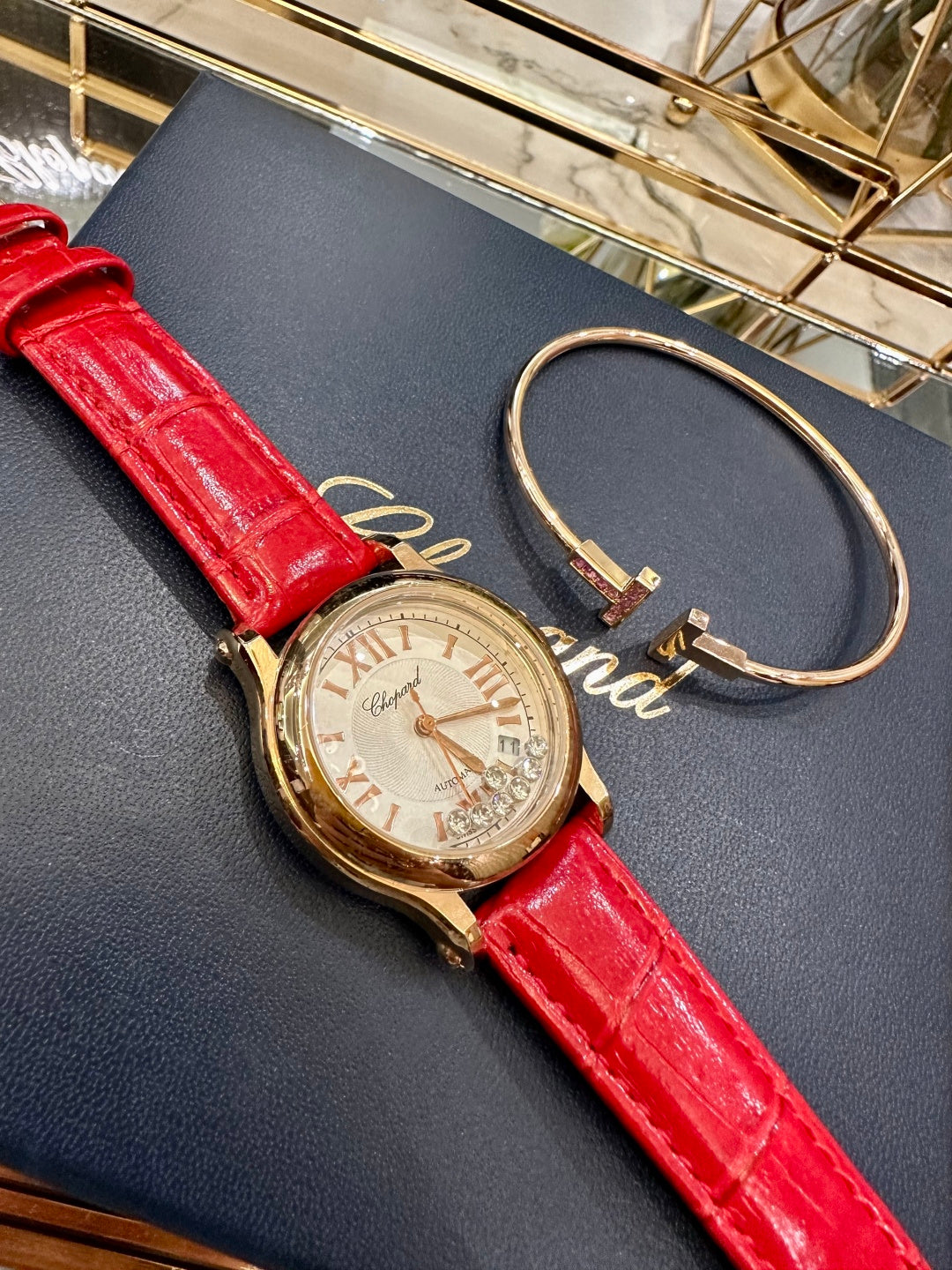 Imperiale Floating Diamonds Red Leather Watch Set