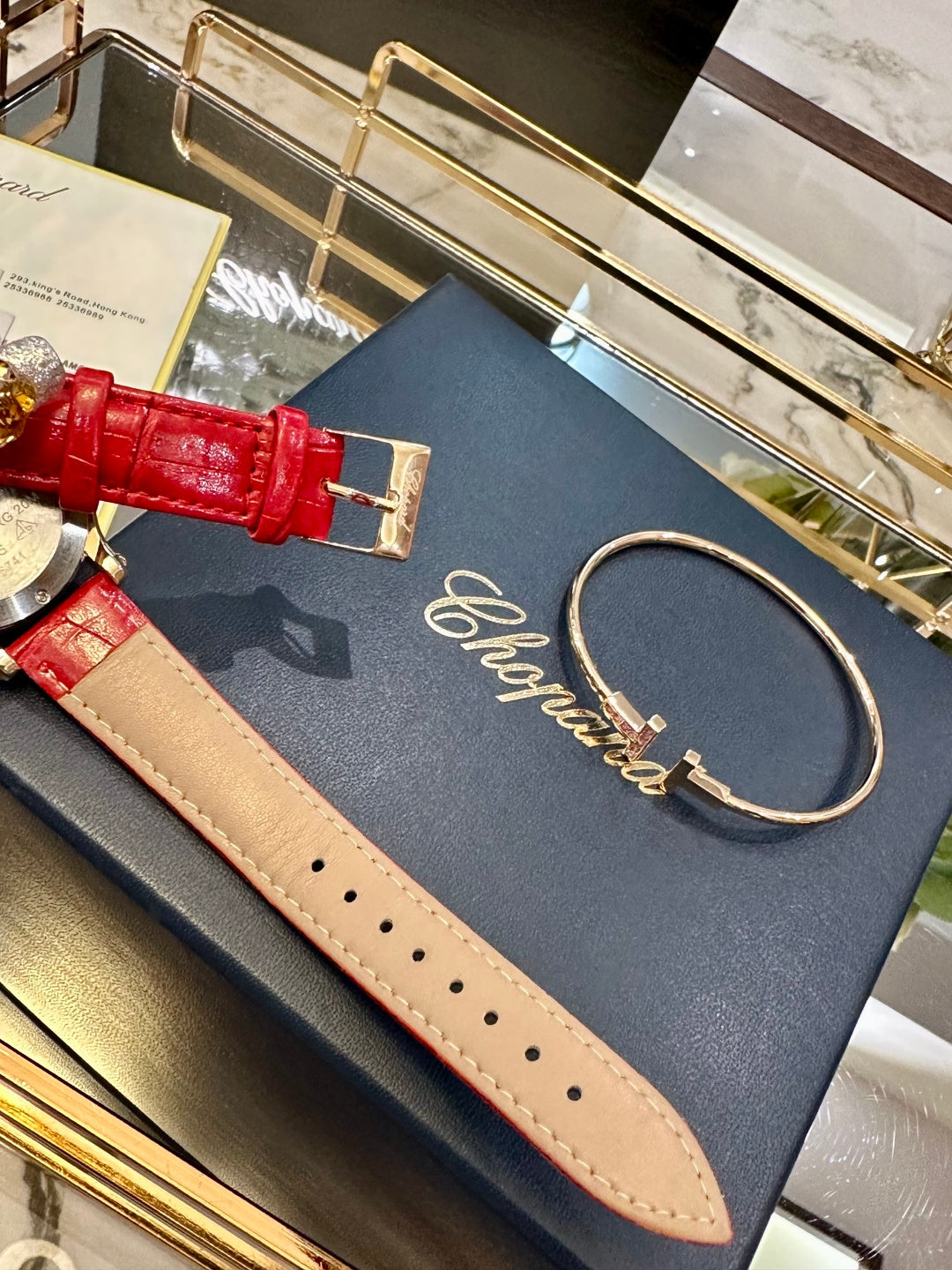 Imperiale Floating Diamonds Red Leather Watch Set