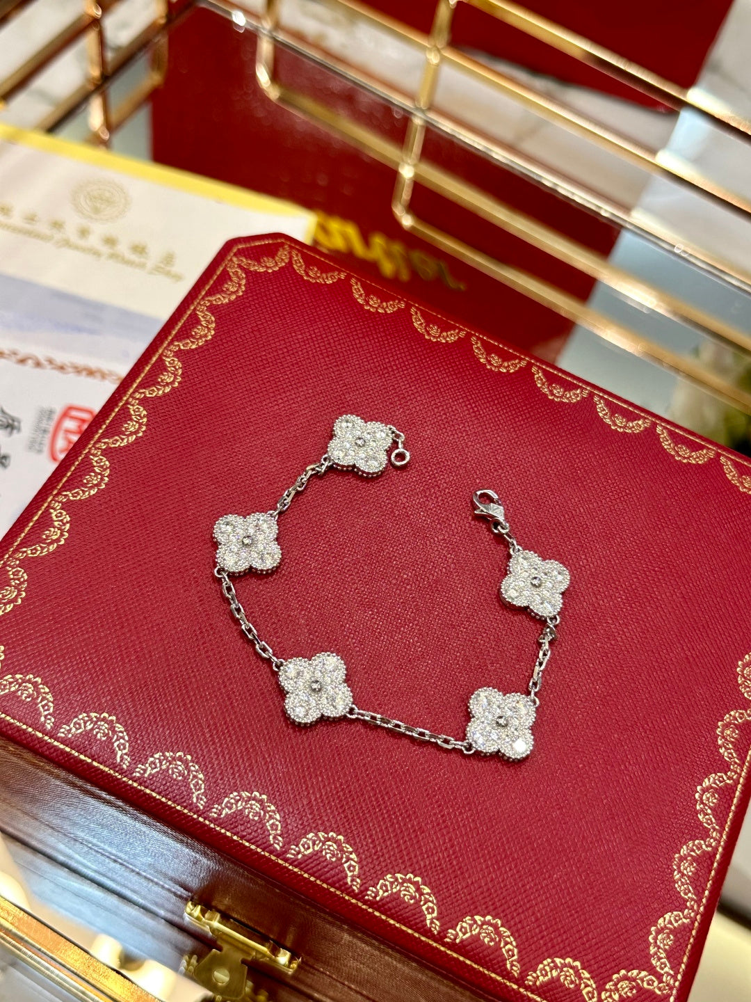Diamond Bezel Leather Watch Set – Silver Edition