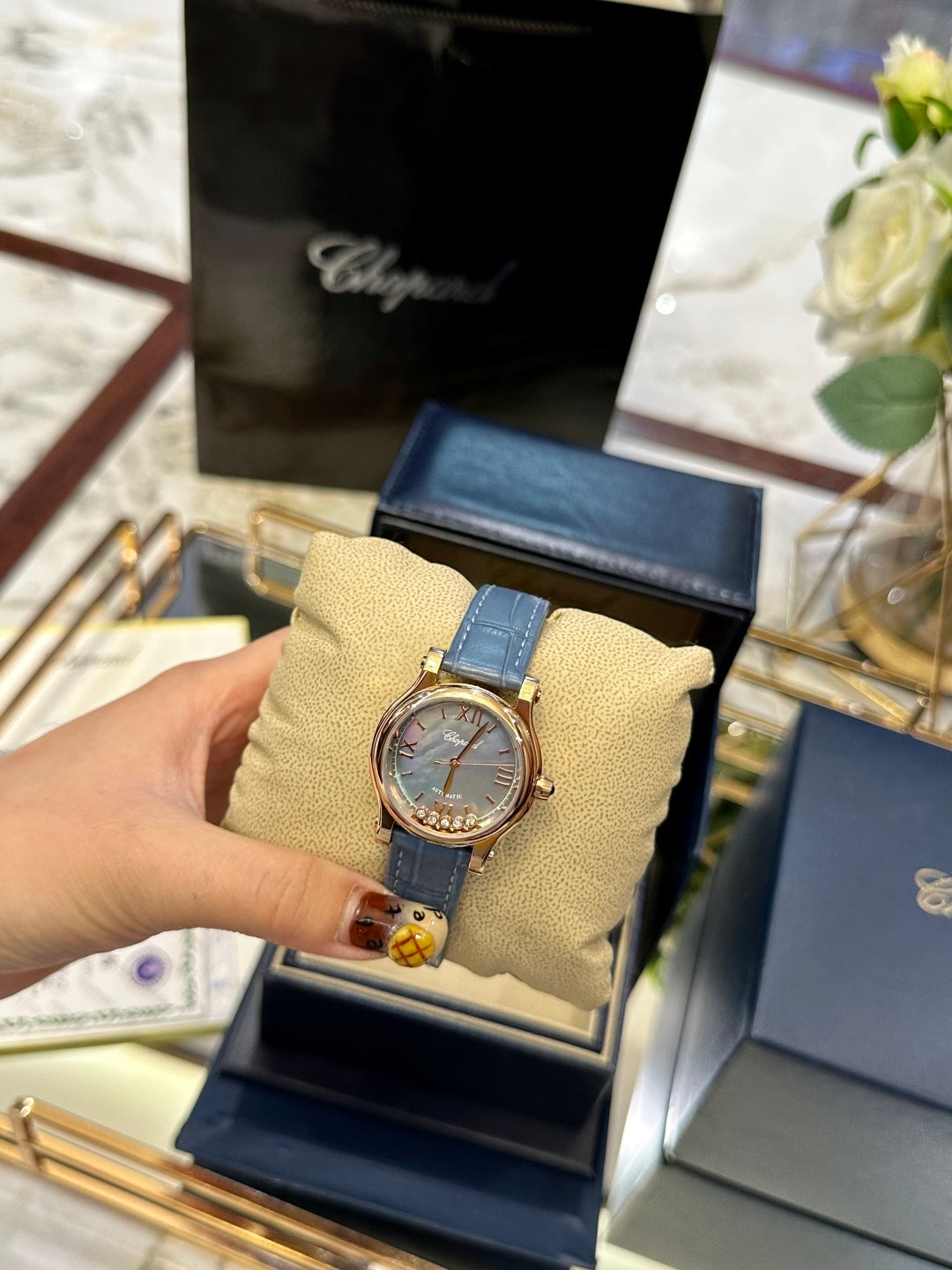 Happy Diamonds Blue Leather Watch