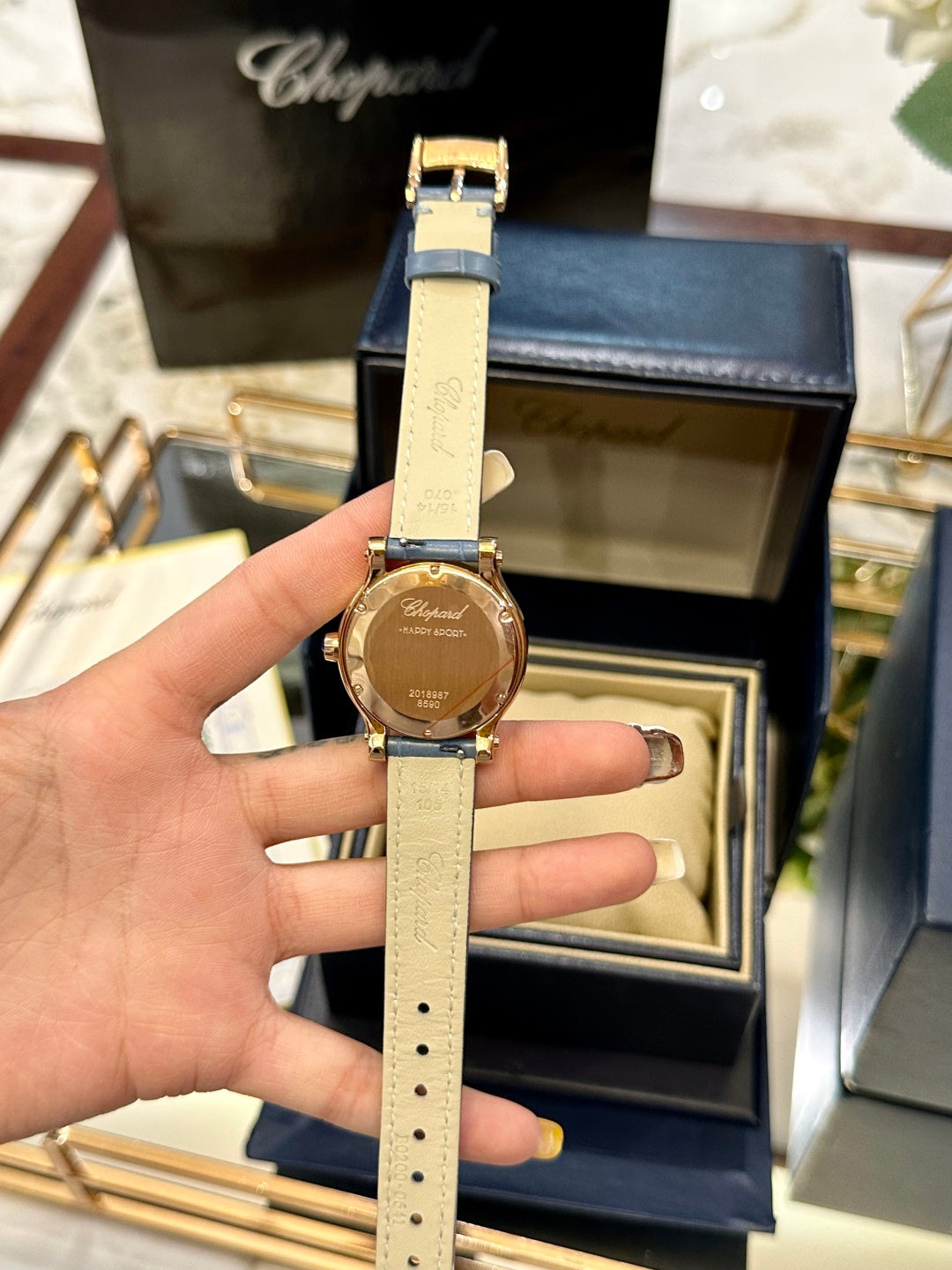 Happy Diamonds Blue Leather Watch